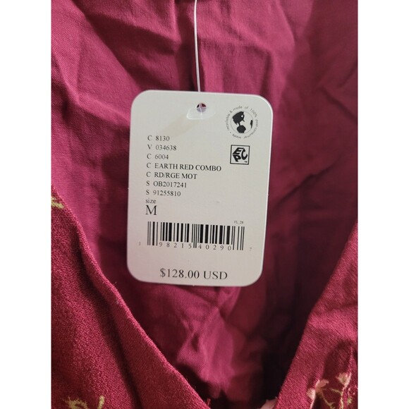 Free People Everyone’s Favorite Mini Dress Earth Red Combo NWT M OB2017241 - Picture 4 of 10